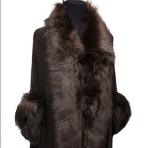 Brown Faux Fur Cape Poncho